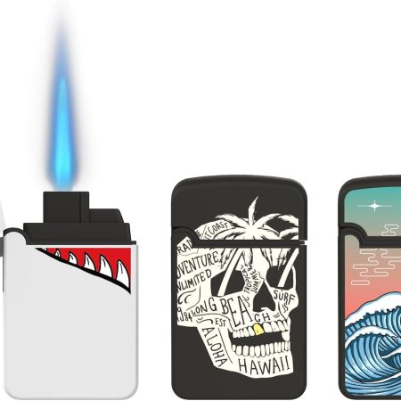 Zengaz 3 Pack Cool Torch Lighters - Refillable Butane Lighter, Windproof Jet Flame, Rubberized Matte Finish, No Flint for Men & Women Plus, Dead End Gateway, 3-Count (Without Gas)