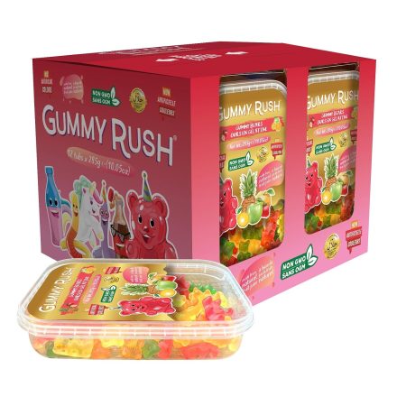 Cherry Chews Gummy Rush Candies, Gluten-Free, Halal Certified, Top 10 Allergen-Free, Soft & Chewy Candy, 285g (10.05 oz) Tubs - 12 Count (10.05 oz, Gummy Bears)