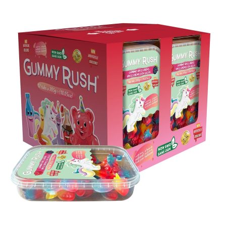 Cherry Chews Gummy Rush Candies, Gluten-Free, Halal Certified, Top 10 Allergen-Free, Soft & Chewy Candy, 285g (10.05 oz) Tubs - 12 Count (10.05 oz, Gummy Unicorns)