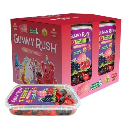 Cherry Chews Gummy Rush Candies, Gluten-Free, Halal Certified, Top 10 Allergen-Free, Soft & Chewy Candy, 285g (10.05 oz) Tubs - 12 Count (10.05 oz, Berry Bliss)