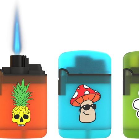 Zengaz 3 Pack Cool Torch Lighters - Refillable Butane Lighter, Windproof Jet Flame, Rubberized Matte Finish, No Flint for Men & Women Plus, GlowGetter Trio, 3-Count (Without Gas)