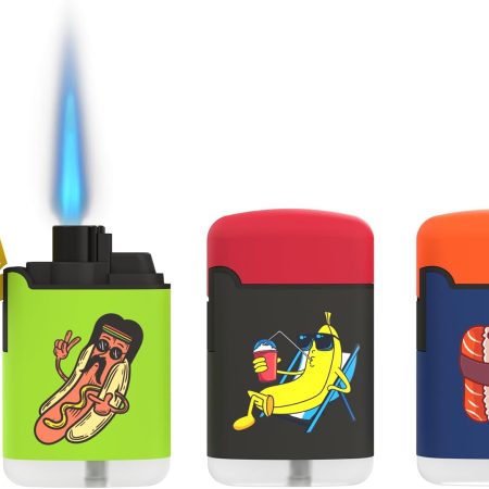 Zengaz 3 Pack Cool Torch Lighters - Refillable Butane Lighter, Windproof Jet Flame, Rubberized Matte Finish, No Flint for Men & Women Plus, Chill Bites, 3-Count (Without Gas)
