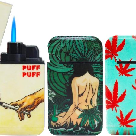 Zengaz Prefilled 3 Pack Cool Torch Lighters - Refillable Butane Lighter, Windproof Jet Flame, Rubberized Matte Finish, No Flint for Men & Women Plus Free 18ML Refill, Nugs Not Dr*gs, 3-Count